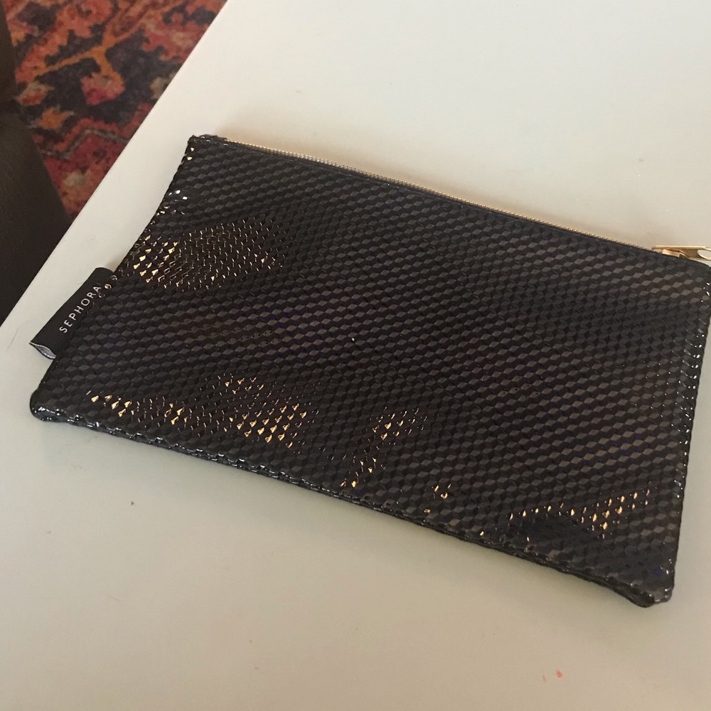 Sephora black textured make up bag